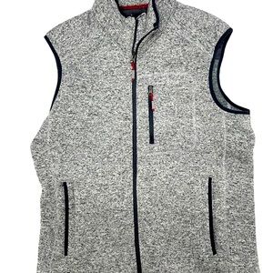 ORVIS Mens Large Light Heather Grey Windproof Sweater Fleece Vest Fish Hunt